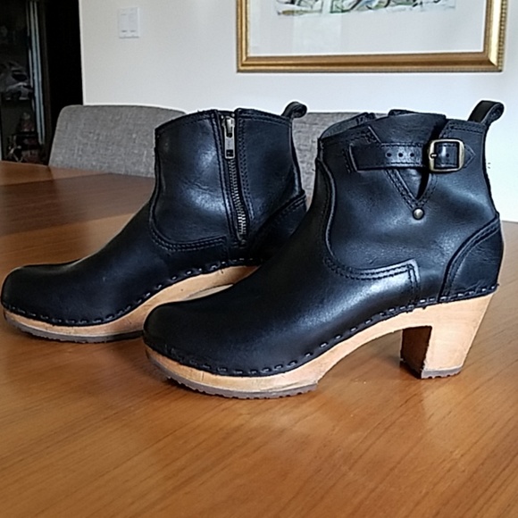 no 6 leather clog buckle boot